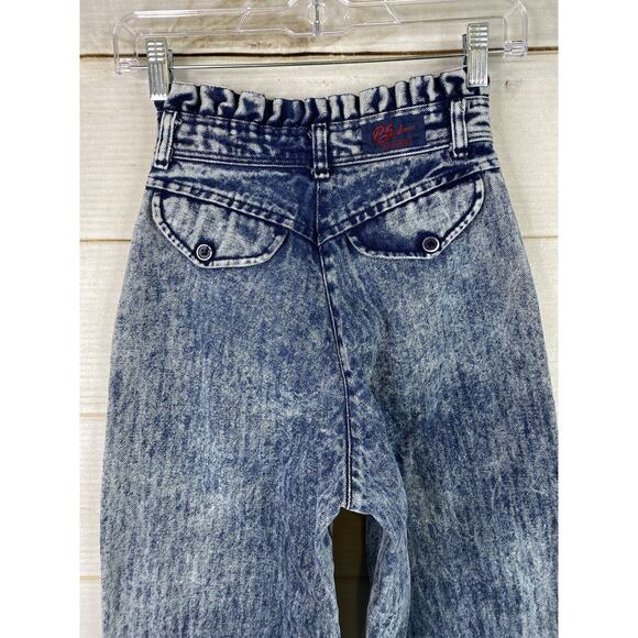 Vtg Panhandle Slim Jeans Womens 3/4 Acid Wash Pleated Ruffle Rodeo Cowgirl USA - Picture 10 of 13